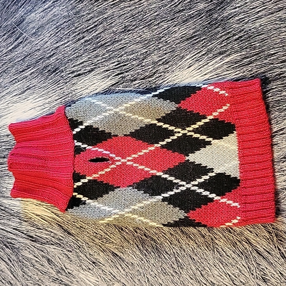 Red Argyle Small Dog Sweater